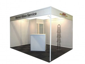 Exempel grafitgrå matta, disk, broschyrställ / Example graphitegrey carpet, counter, brochure rack